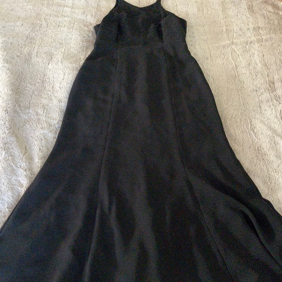 Long Black mermaid dress embroidered 2 fit & flare formal fancy sleeveless 2P - Picture 1 of 12